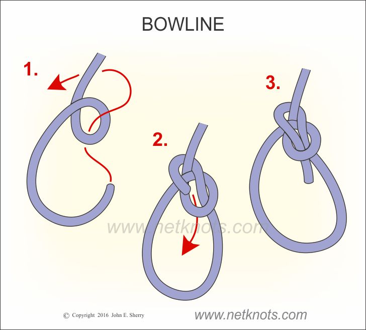 Bowline - How to tie a Bowline Knot animated and step by step illustrated