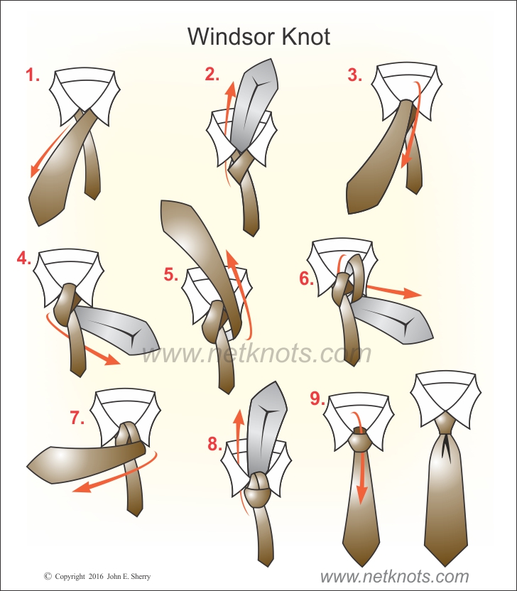 Windsor Knot animated, illustrated and described | Netknot